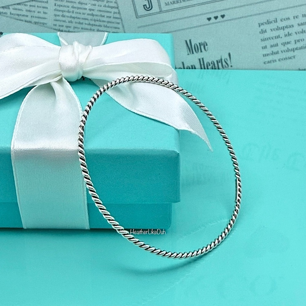 SOLD Authentic Tiffany & Co. Rope Twist Sterling Silver Stacking Bangle Bracelet